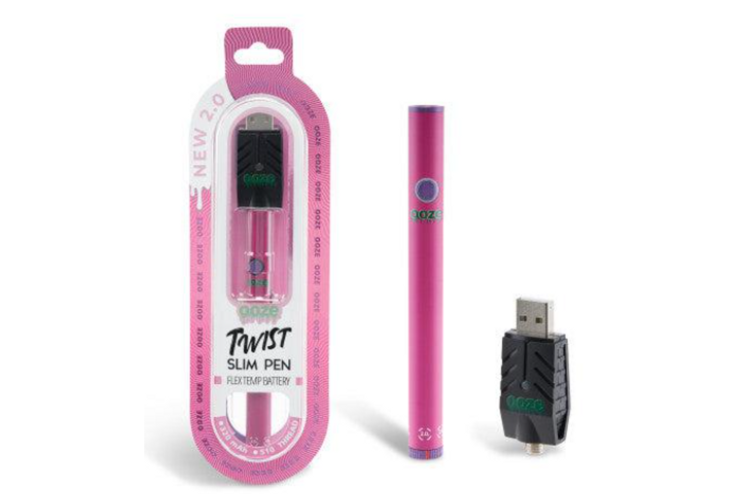 Ooze Twist Slim 2.0 Pen Battery Atomic Pink WholesomeCo